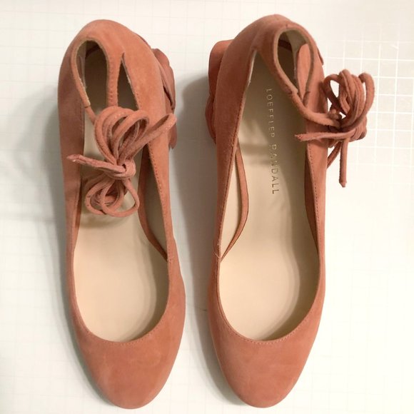 NWT Loeffler Randall pink suede leather ruffled block heel Clea pump - Picture 6 of 12